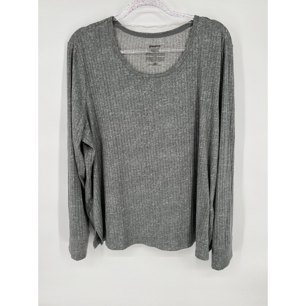 Joyspun Shirt Womens‎ Size 2W (18W- 20W) Gray Long Sleeve Pullover Top Stripe